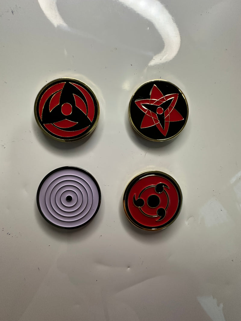 Naruto Inspired Uchiha Eyes Set Ball Markers (All 4)
